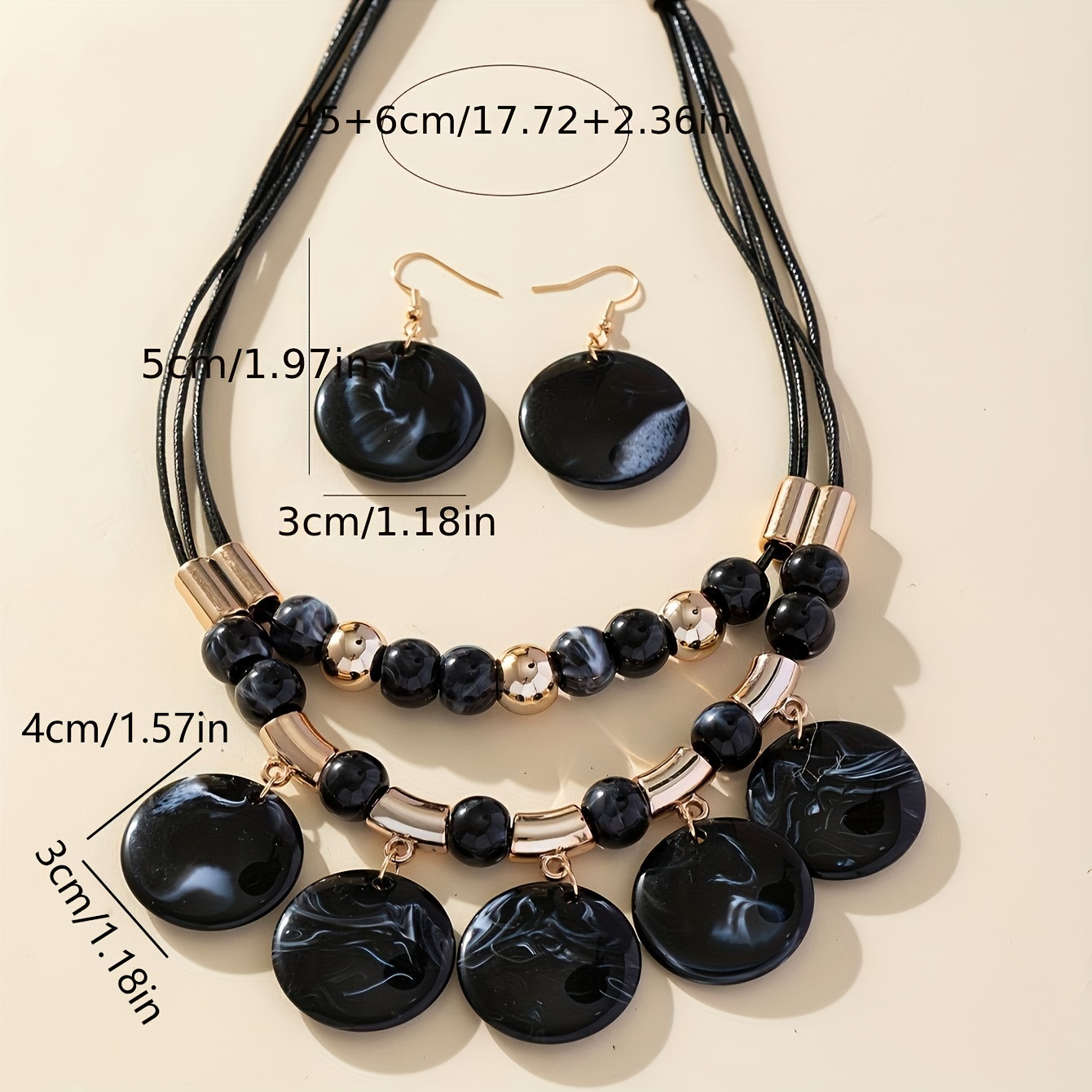 Two Tone Effect Necklace & Earrings Set